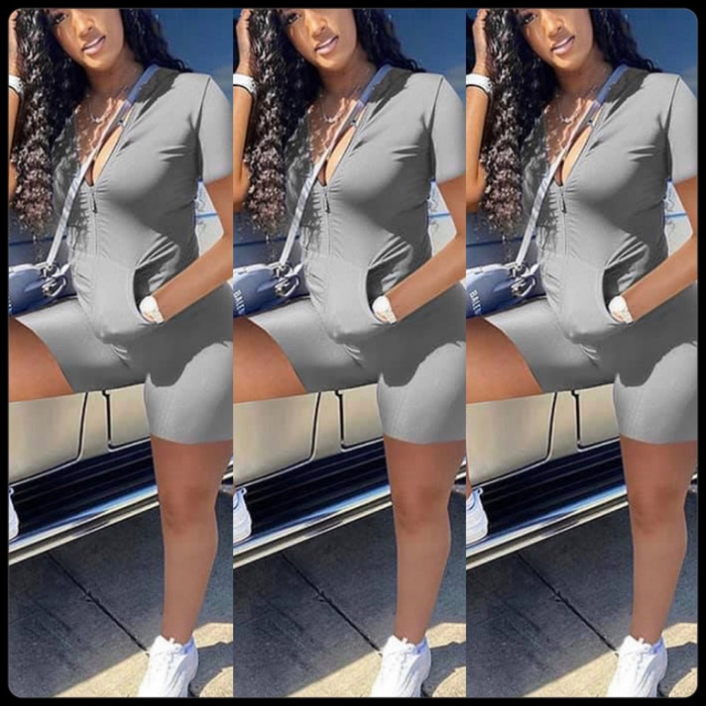 Women’s 2 piece shorts tracksuit (gray)